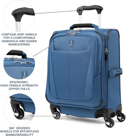Travelpro Maxlite 5 Softside Expandable Carry-On Luggage with Spinner Wheels, Lightweight, 19-Inch — Ensign Blue