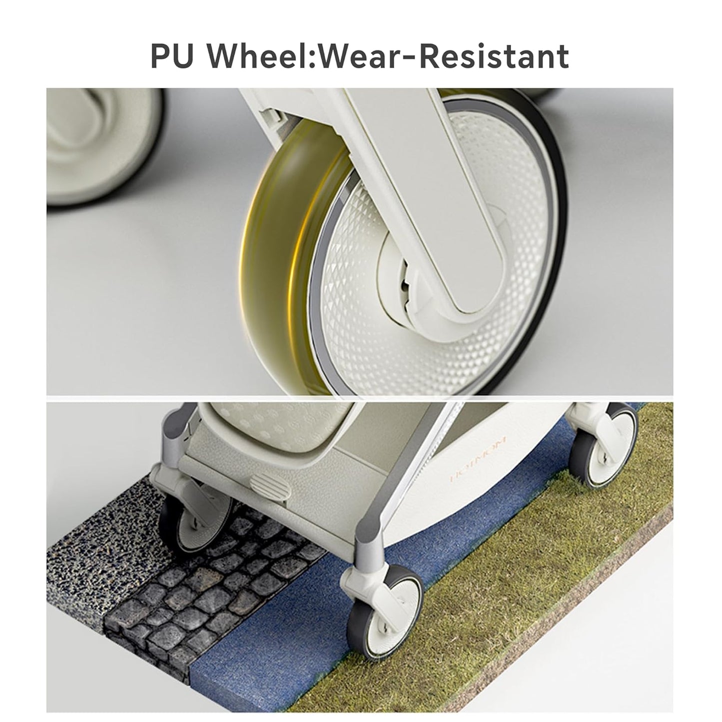 Hot Mom Lightweight Baby Stroller, Intelligent Seat Reversing and Anti-Shock Tire Combine Baby Pushchair, Newborn to Toddler's Baby Stroller,White