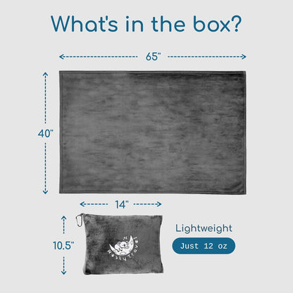 Resty 65"x40" Traveling Airplane Blanket, Deep Gray – Lightweight, Velvety Soft Blanket That Becomes a Travel Pillow – Must-Have Comfort for Planes & Road Trips – Travel Essentials for Women & Men