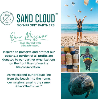 Sand Cloud Large Turkish Beach Towel - Sand Free - 100% Organic Turkish Cotton Yarn - Quick Dry Towel for Beach, Picnic Blanket or Throw - As Seen on Shark Tank - Boho Turquoise XL