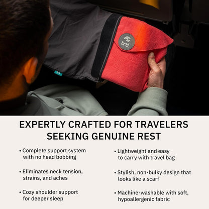 trtl Pillow - Scientifically Proven Super Soft Neck Support Travel Pillow - Machine Washable - Coral