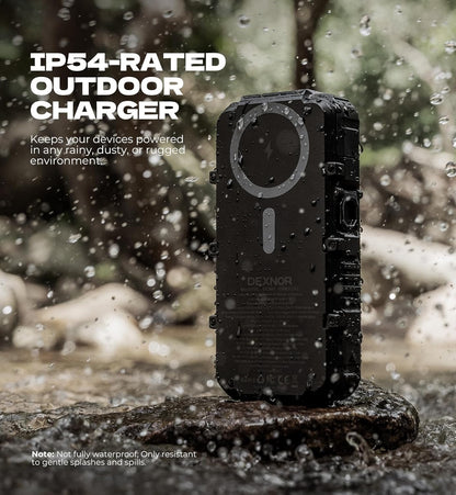 Dexnor Solar Charger Power Bank 27,000mAh, 65W PD3.0 & QC3.0 Fast Charging Powerbank External Battery Pack Portable Wireless Chargers with Flashlight and Carabiner, Compatible with MagSafe & Qi