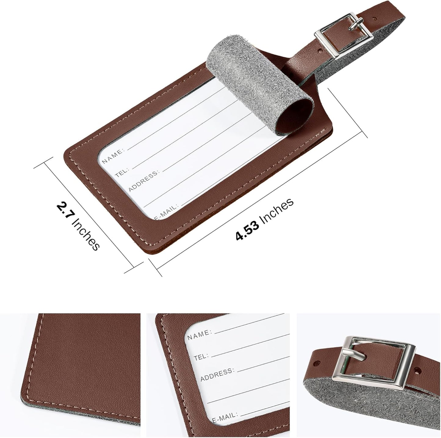 8 Pack Leather Luggage Travel Bag Tags by Travelambo