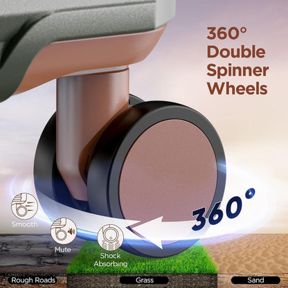 SHOWKOO Carry On Luggage Hardshell Lightweight Luggage Set, Suitcase with Double Spinner Wheels Tsa Lock White 3 piece set Green (DB/TB/20in)