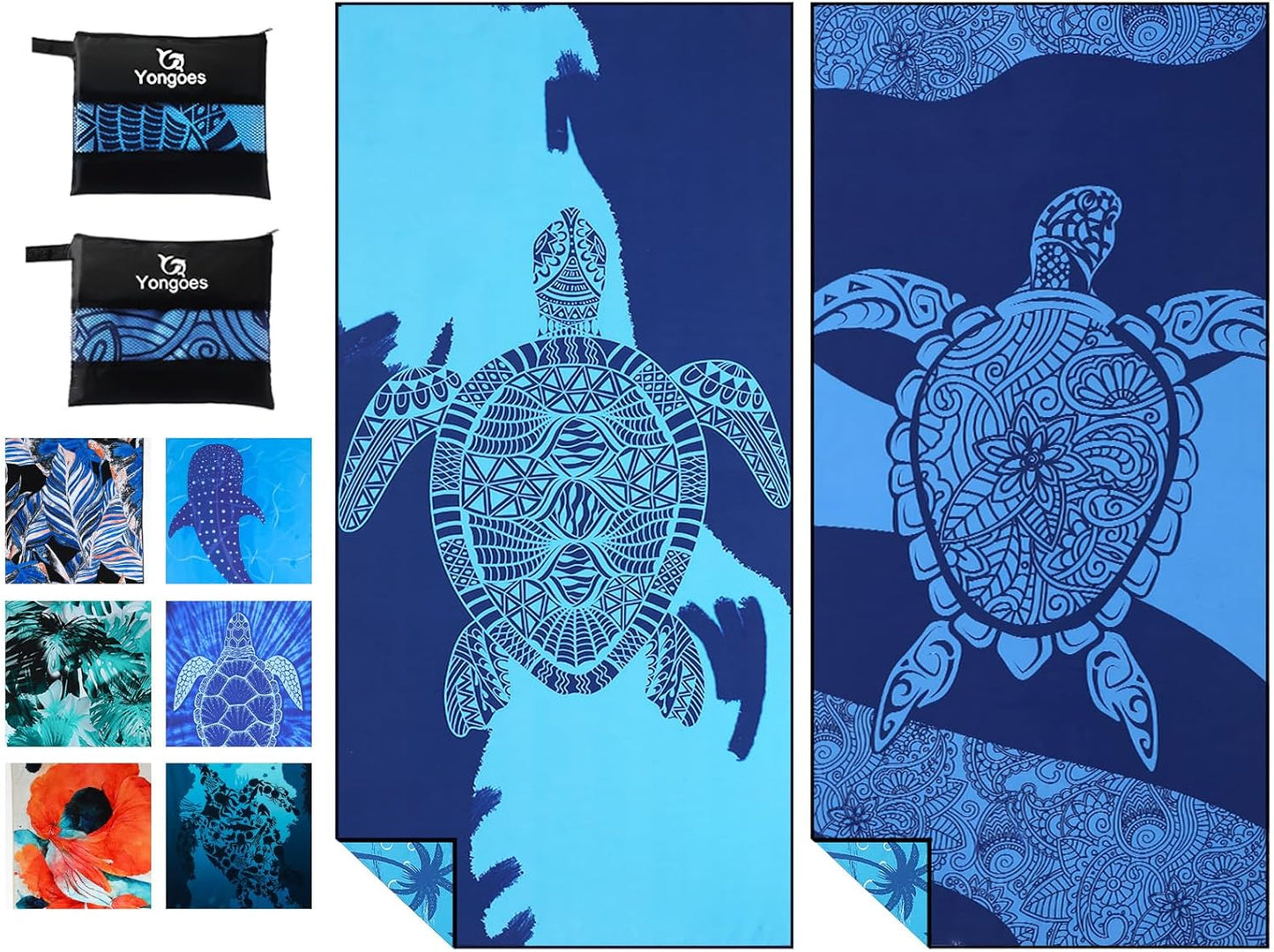 2 Pack Microfiber Lightweight Thin Beach Towel Sand Free Quick Dry Super Absorbent Large Towels for Swimming Pool Yoga Gym Travel Vacation Beach Accessories Essentials for Adults