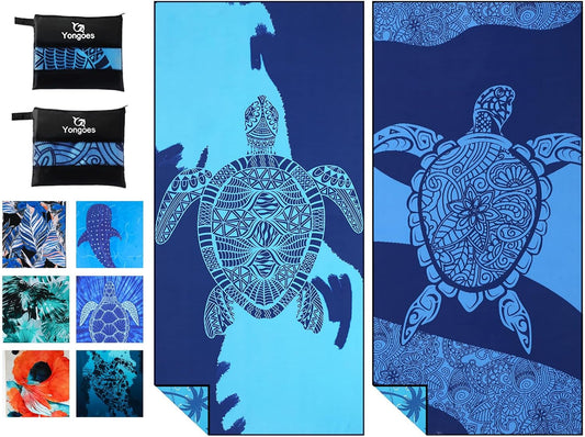 2 Pack Microfiber Lightweight Thin Beach Towel Sand Free Quick Dry Super Absorbent Large Towels for Swimming Pool Yoga Gym Travel Vacation Beach Accessories Essentials for Adults