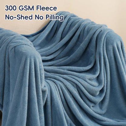 PHF Ultra Soft Fleece Blanket Twin Size, No Shed No Pilling Luxury Plush Cozy 300GSM Lightweight Blanket for Bed, Couch, Chair, Sofa Suitable for All Season, 66" x 90", Captain's Blue