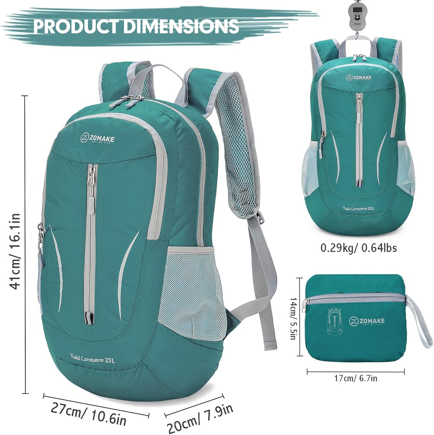 ZOMAKE Ultra Lightweight Packable Backpack 25L, Foldable Hiking Backpacks Water Resistant Small Folding Daypack for Travel(Army Green-NEW)