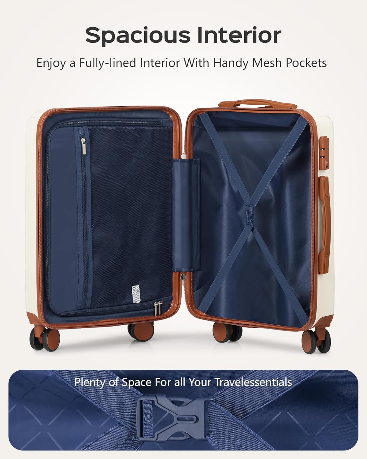 Luggage Sets 3 Piece Hardside Suitcase with Double Spinner Wheels Durable Lightweight Shell with Tsa Lock (20/24/28in) Orange With Black