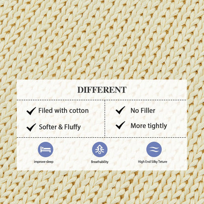 L'AGRATY Knitted Weighted Blanket - 48"x72" 12lbs Cooling Chunky Knit Heavy Blanket for Adults Braided Crochet Throw Thick Cable Yarn Knit Decorative No Beads Evenly Weighted Machine Washable