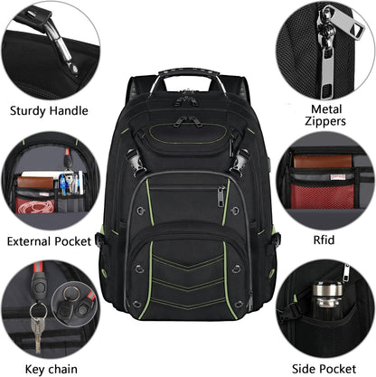 VECKUSON 18.4 Inch Laptop Backpack for Men and Women, 55L Extra Large Gaming Laptops Backpack with USB Charger Port, TSA Friendly Flight Approved and RFID Anti-Theft Pocket