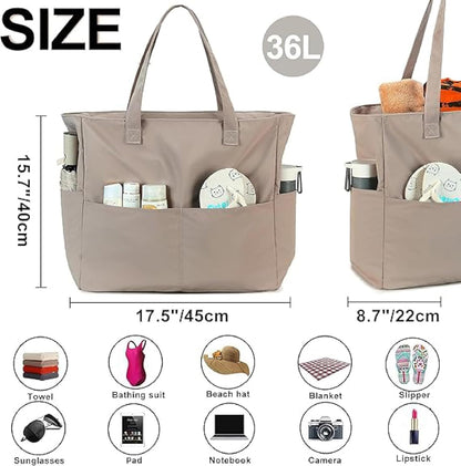 Waterproof Beach Tote Pool Bags for Women Ladies Extra Large Gym Tote Carry On Bag With Wet Compartment for Weekender Travel