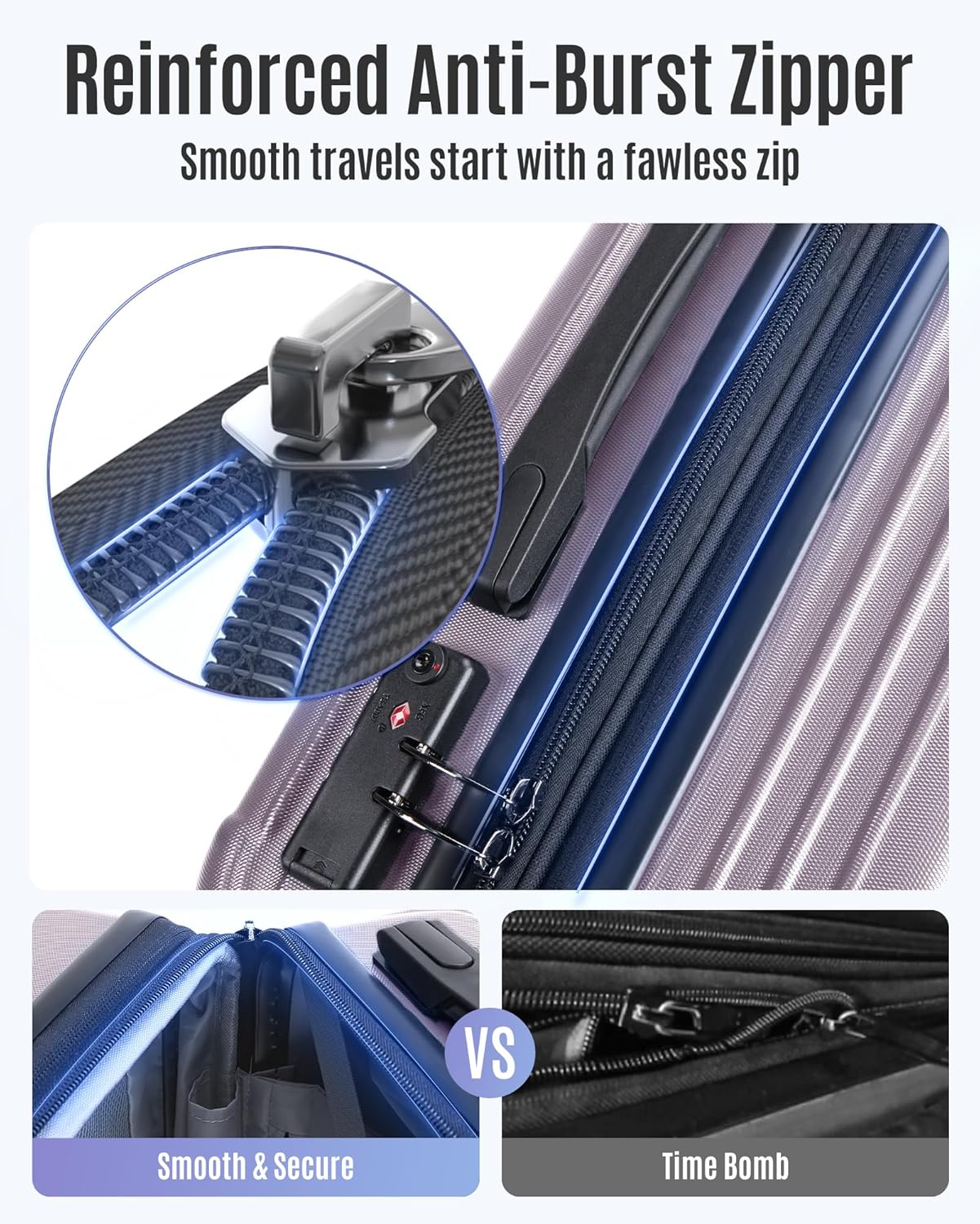 LIGHT FLIGHT Luggage Sets, Durable Hard Shell 3 Piece Set Suitcase with Spinner Wheels, Hardside Lightweight Luggage set with TSA Lock, Large Travel Luggage Set (20" 24" 28"), Rose Purple