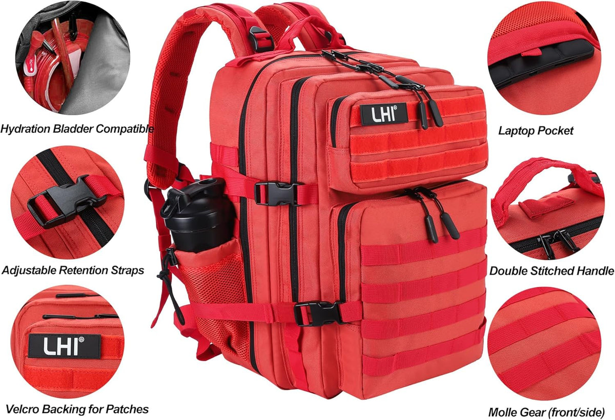 LHI Military Tactical Backpack for Men and Women 45L Army 3 Days Assault Pack Bag Large Rucksack with Molle System