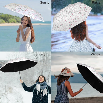 Cuby UV Sun Umbrella Compact Folding Umbrella lightweight Portable Manual Travel Umbrella for Rainproof & 99% UV Protection with Black Anti-UV Coating