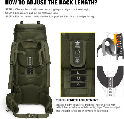 Mardingtop 75L Molle Hiking Internal Frame Backpacks with Rain Cover for Camping,Backpacking,Travelling