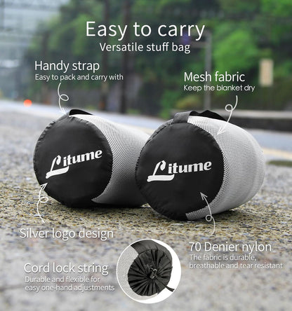 Travel Blanket Lightweight and Breathable, 67 x 48 in Soft Airplane Flight Blanket for Travelers, Foldable Camping Sheet with Stuff Sack for Train, Camp, backapcking, office, home (Velvet E650)