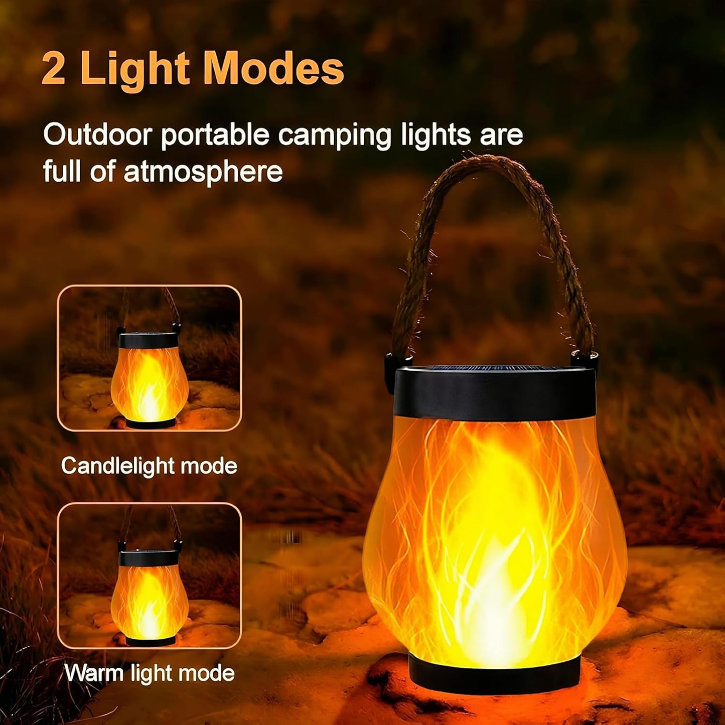 Kaliqo Solar Lantern Outdoor Lights Solar Lantern Waterproof Flickering Flame Hanging Lanterns for Patio Yard Garden Decor (5 Pcs)