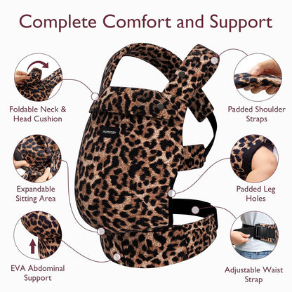 Momcozy Baby Carrier - Ergonomic, Cozy and Lightweight Carrier for 3-24 Months, Effortless to Put On, Ideal for Hands-Free Parenting, Enhanced Lumbar Support, Purehug for Infant to Toddler, Leopard