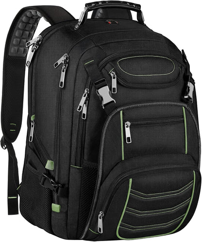 Travel Laptop Backpack,Extra Large 18.4 Inch Laptop RFID Anti Theft TSA Friendly Backpack with USB Charging Port,Water Resistant Backbag,Heavy Duty Computer Bag for Women Men,21.2*15.5*11.5 inch Green