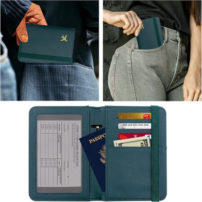 ZOPPEN Passport Holder Wallet, Passport Cover Travel Wallet Women Travel Essentials Accessories Document Organizer Travel Must Haves Rfid Blocking Cover Case for Women and Men, Green Black