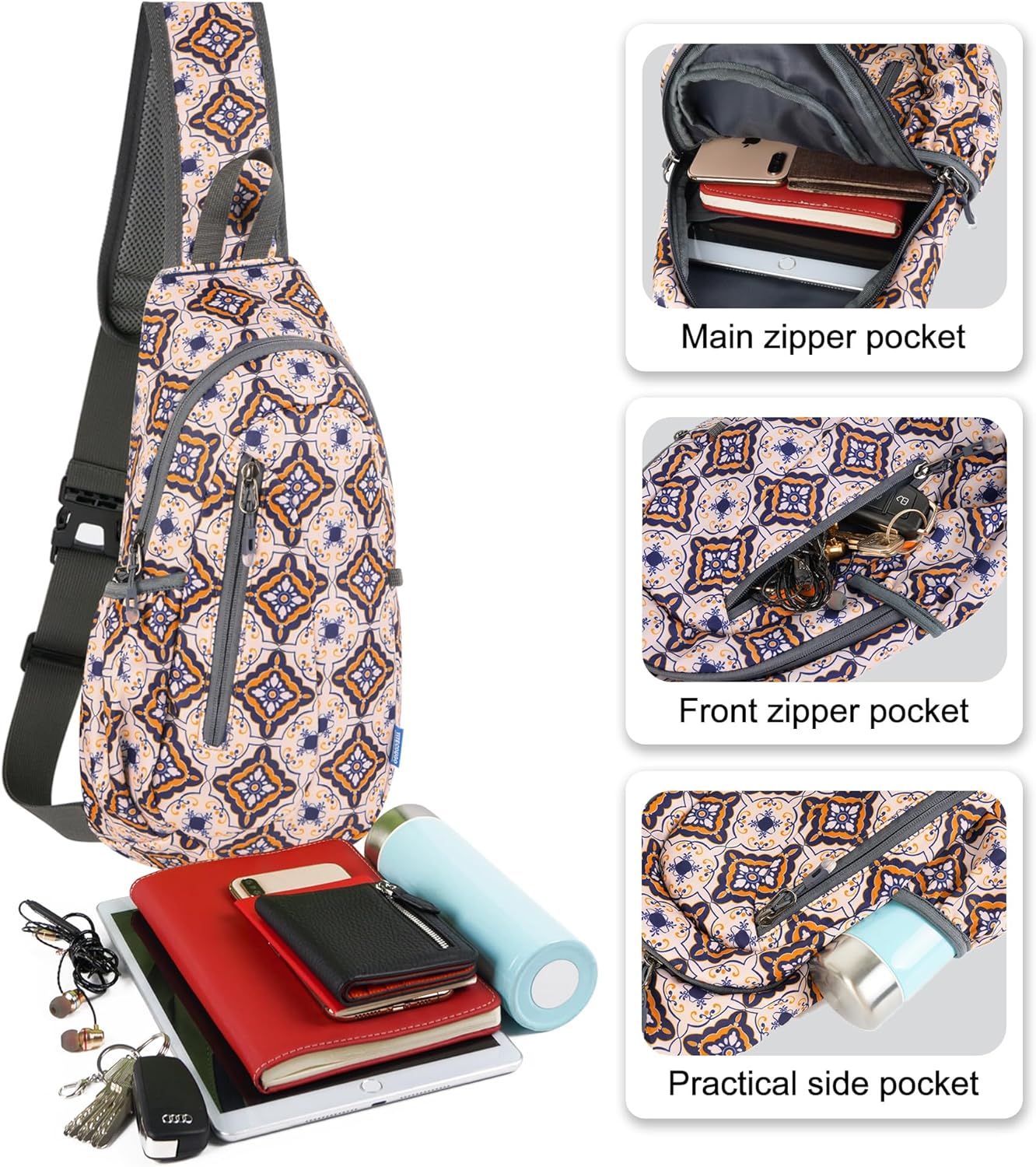 TITECOUGO Small Sling Bag, Lightweight Crossbody Backpack for Men Women, Shoulder Bag for Sports and Outdoor