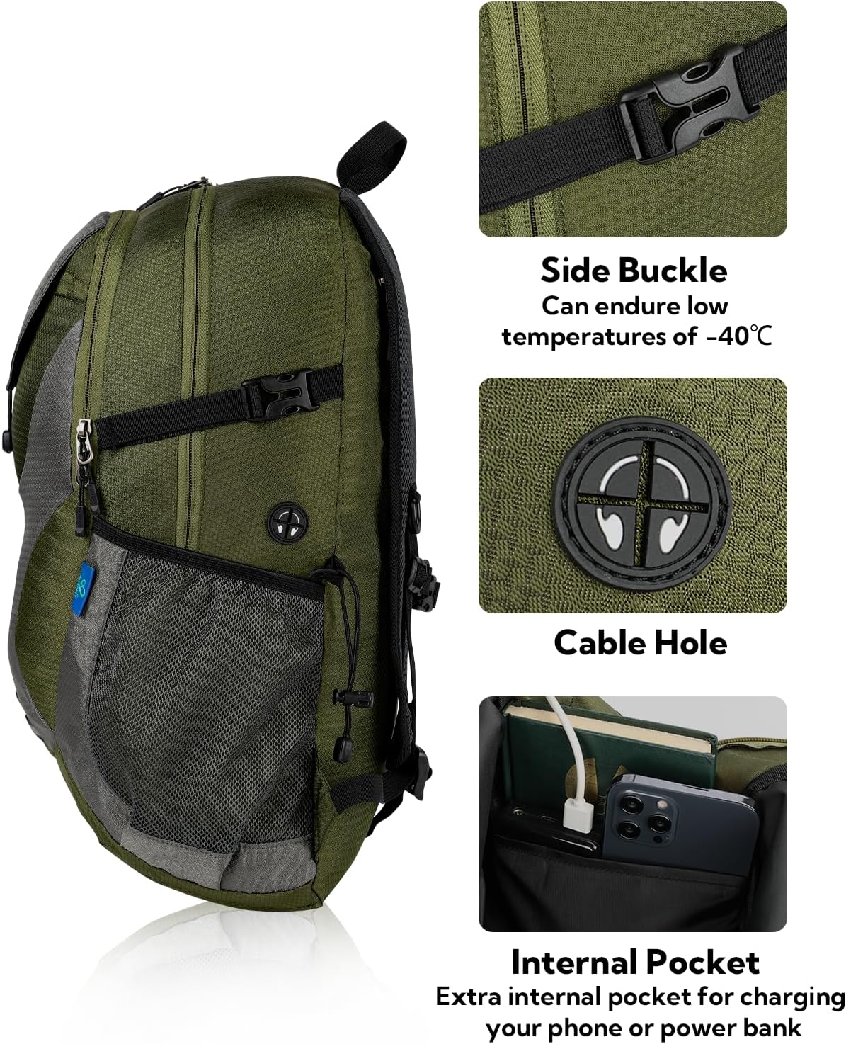 WATERFLY Lightweight Packable Hiking Backpack: 30L Foldable Travel Daypack Ultralight Camping Day Pack for Woman Man