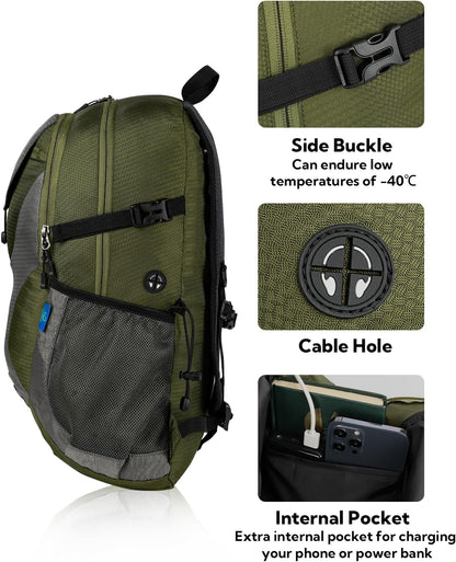 WATERFLY Lightweight Packable Hiking Backpack: 30L Foldable Travel Daypack Ultralight Camping Day Pack for Woman Man