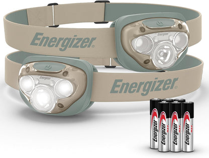Energizer LED Headlamp PRO (2-Pack), IPX4 Water Resistant Headlamps, High-Performance Head Light for Outdoors, Camping, Running, Storm, Survival LED Light for Emergencies (Batteries Included)