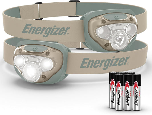 Energizer LED Headlamp PRO (2-Pack), IPX4 Water Resistant Headlamps, High-Performance Head Light for Outdoors, Camping, Running, Storm, Survival LED Light for Emergencies (Batteries Included)