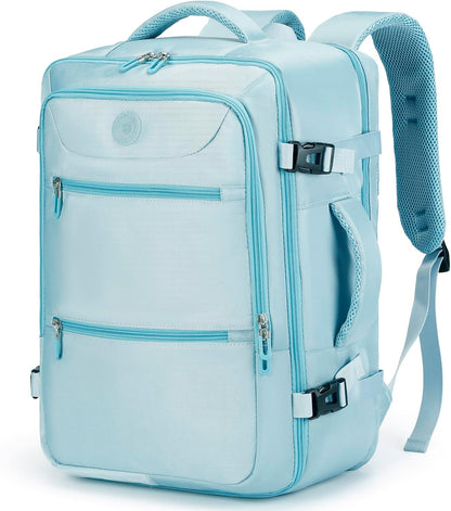 Sowaovut Travel Laptop Backpack, Extra Large High School College Backpacks, Flight Approved Daypack Business Bag Fit 17.3 inch Laptop for Men Women (Light Blue)