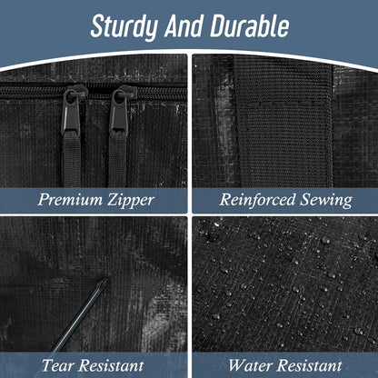 12 Pack Extra Heavy Duty Large Moving Bags with Strong Zipper & Comfortable Handles, Sturdy & Durable Clothes Storage Bags Totes Bins, Packing Moving Boxes for College Supplies, Black