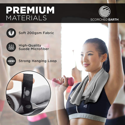 ScorchedEarth Microfiber Travel & Sports Towel Set (Slate Gray) - XL Set (39x70.5 & 12x24)