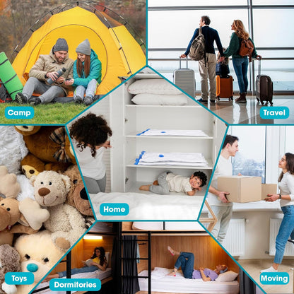 20 Pack Vacuum Storage Bags with Electric Pump, 4Jumbo/ 4Large/ 4Medium/ 4Small/ 4Roll Compression Space Saver Vacuum Seal Bags for Clothing Travel Luggage Comforters Blankets Pillows Bedding, Blue