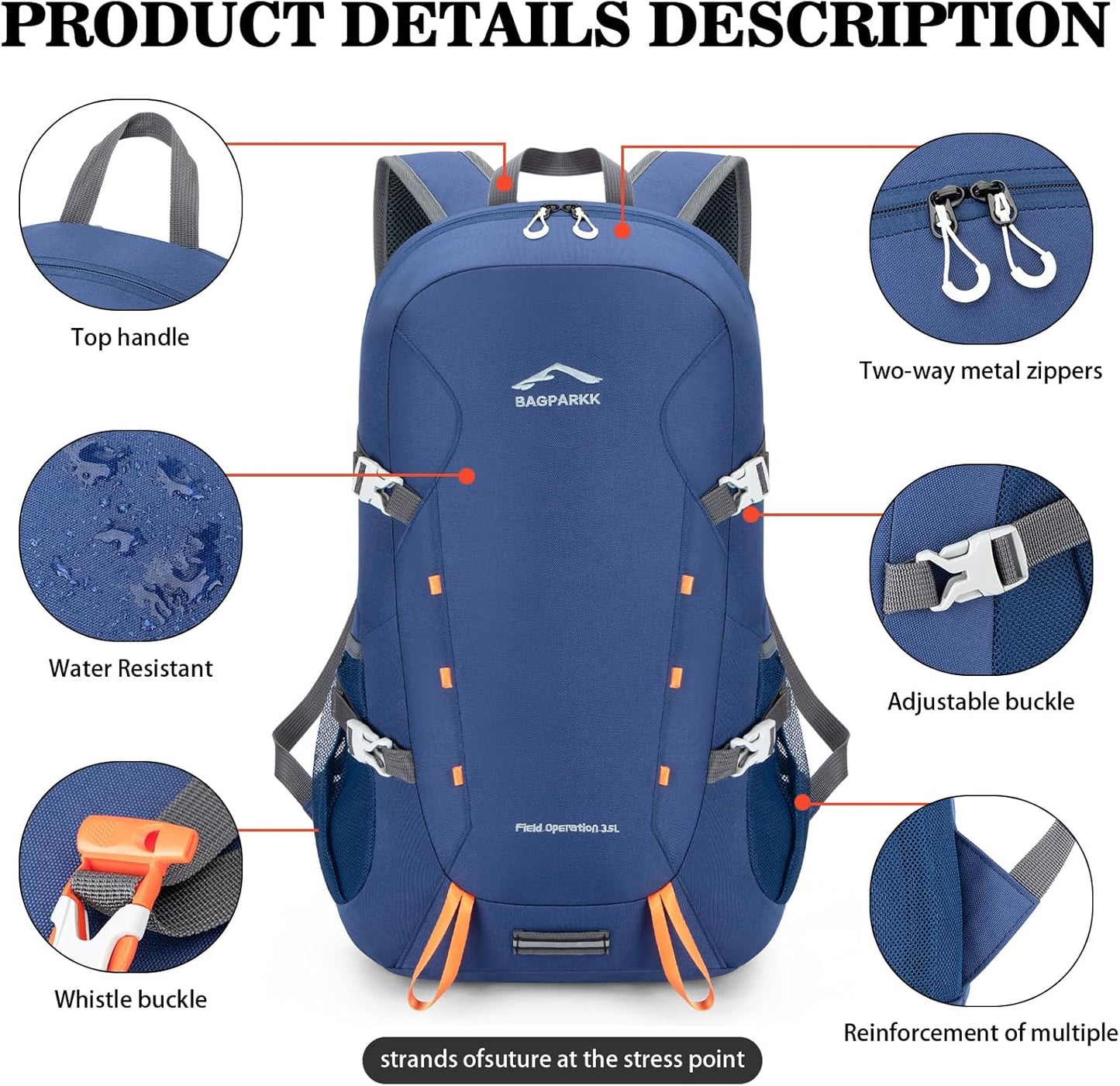 Hiking Backpack,Large 35L Travel Backpacks for Men Women,Water Resistant Ultra Lightweight Foldable Packable Camping Daypack for Outdoor Sports