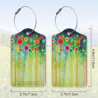 Spring Flowers Luggage Tag for Suitcase,Watercolor Travel Tags with Privacy Cover ID Label & Stainless Steel Loop for Men Women