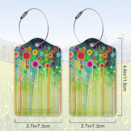 Spring Flowers Luggage Tag for Suitcase,Watercolor Travel Tags with Privacy Cover ID Label & Stainless Steel Loop for Men Women