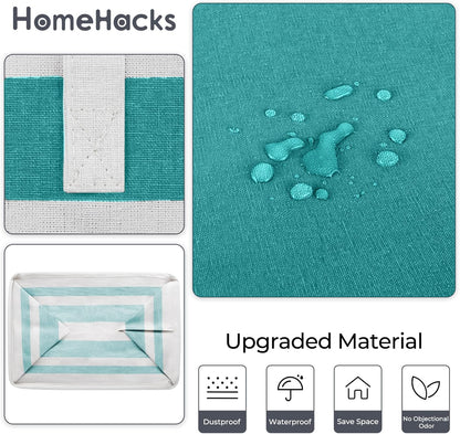 HomeHacks 2-Pack Large Laundry Basket, Waterproof, Freestanding Laundry Hamper, Collapsible Tall Clothes Hamper with Extended Handles for Clothes Toys in the Dorm and Family (Green, 88L)