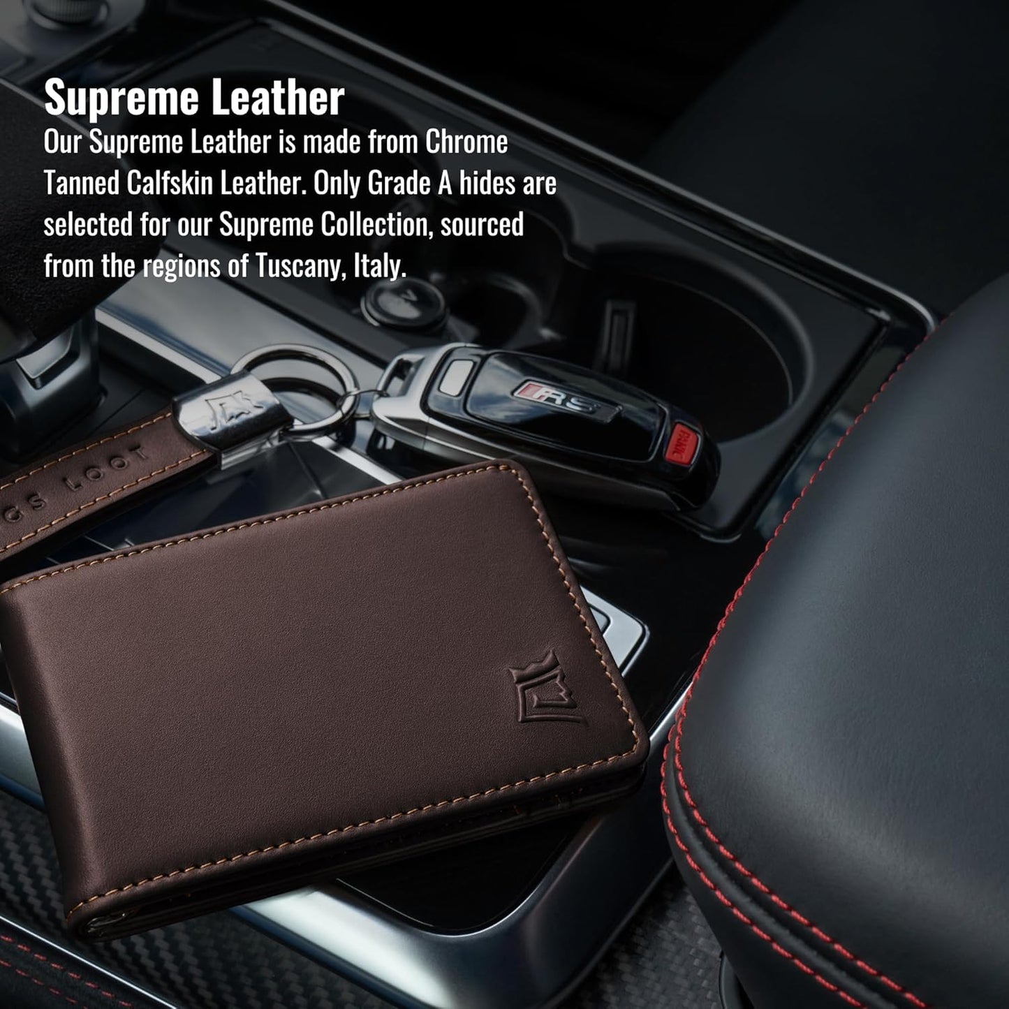 Kings Loot Wallet for Men | Customized Minimalist Slim RFID Blocking Leather Design with Cash Pocket & Card Pull Strap | Holds 1-15 Cards | Stylish & Durable Wallets