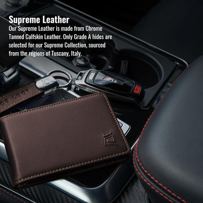 Kings Loot Wallet for Men | Minimalist Slim RFID Blocking Leather Design with Cash Pocket & Card Pull Strap | Holds 1-15 Cards | Stylish & Durable Wallets (Umber)