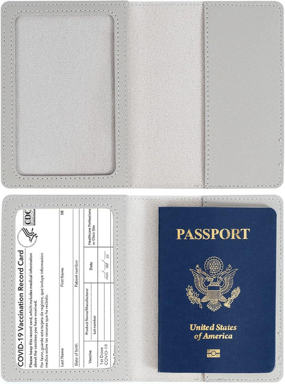2 Pack Passport covers and Vaccine Card Holder Arouselove PU Leather Passport Wallet Vaccine Case Protector Slot Travel Passport Wallets for Women & Men
