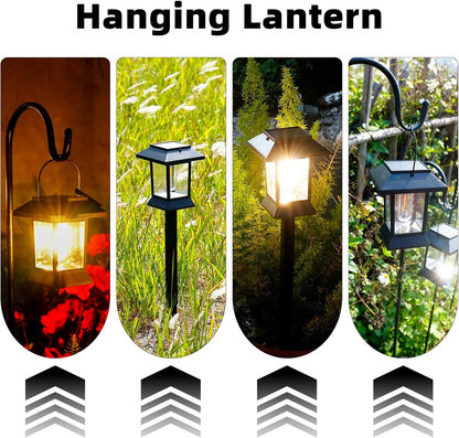 6 Pack Solar Pathway Lights Outdoor Waterproof, Dual-Use Stake & Hanging Lantern, 17 Inch ABS Warm White 3000K, 1000mAh Ni-MH Battery & Monocrystalline Panel, Auto On/Off for Garden Yard Patio Walkway