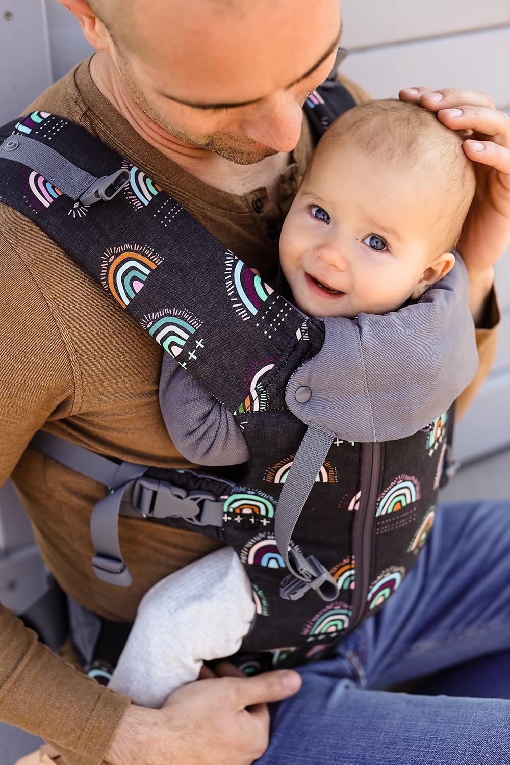 Beco 8 Baby Carrier from Newborn to Toddler (7-45lbs) - All in 1 Hybrid Front, Hip and Backpack Style Carrier with Breathable, Cooling Mesh - Boho Rainbow