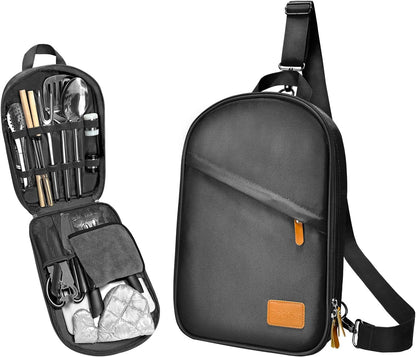 Camping Cooking Utensils Set - Camping Utensil Set Car Camping Cooking Essentials Gear for Camp Kitchen Cooking and Grilling, Stainless Steel & Silicone Ideal Gift for RV Tent Camper