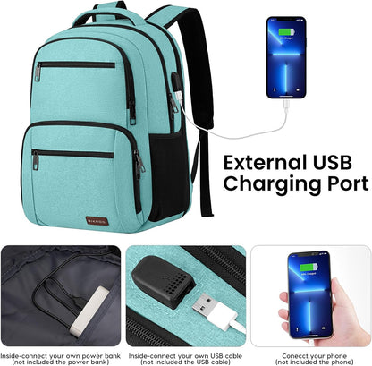 Backpack for Girls Women, School Backpack for Teen Boys, Lightweight Casual High School Bookbag, Daily-use Travel Laptop Backpack with USB Charging Port Fits 15.6 Inch Notebook