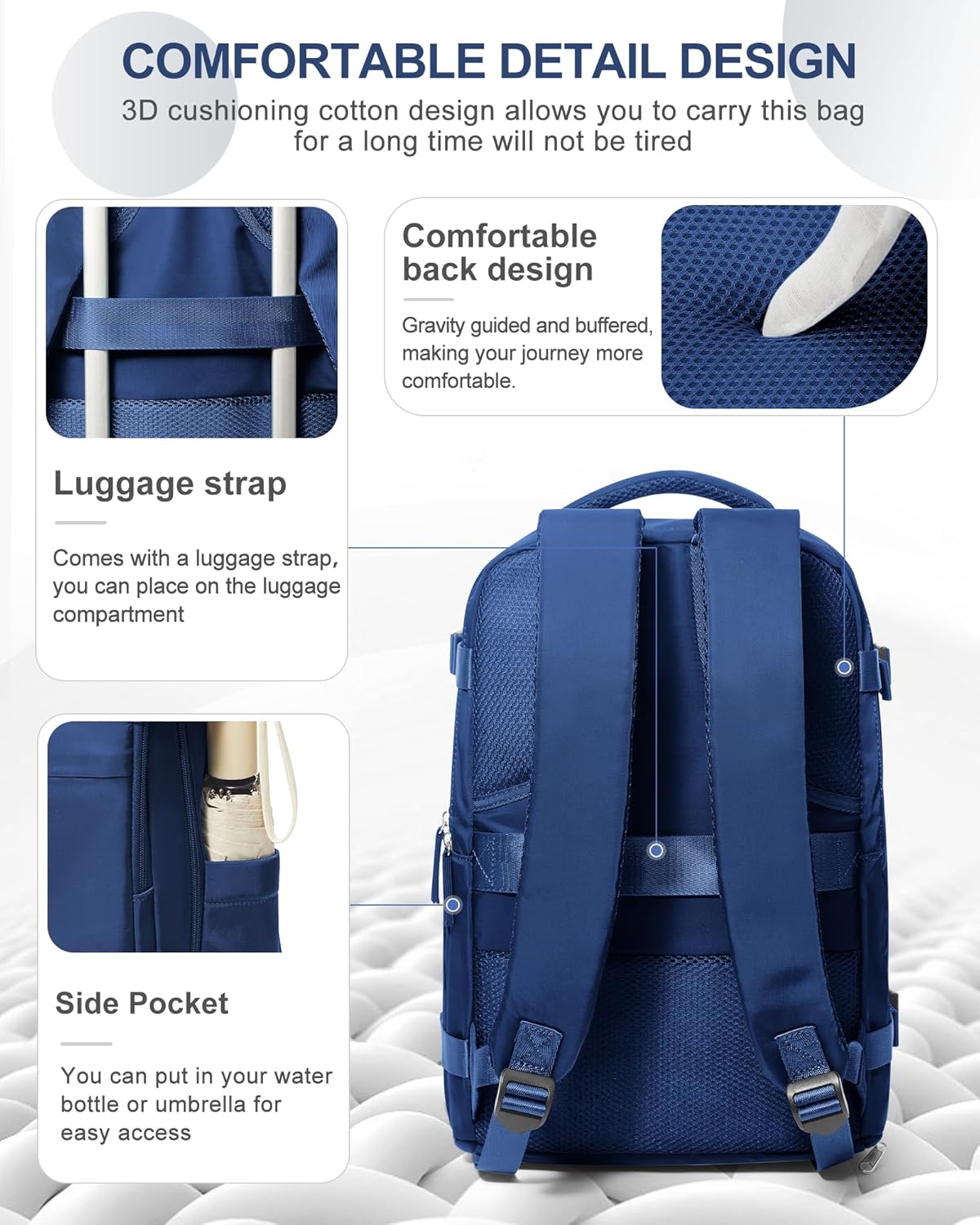 coowoz Travel Backpack Carry On for Women Man Gym Backpacks with Laptop Compartment Mochila de Viaje Teacher Personal Item Backpack Airplane Accessories Must Haves Royal Blue Small