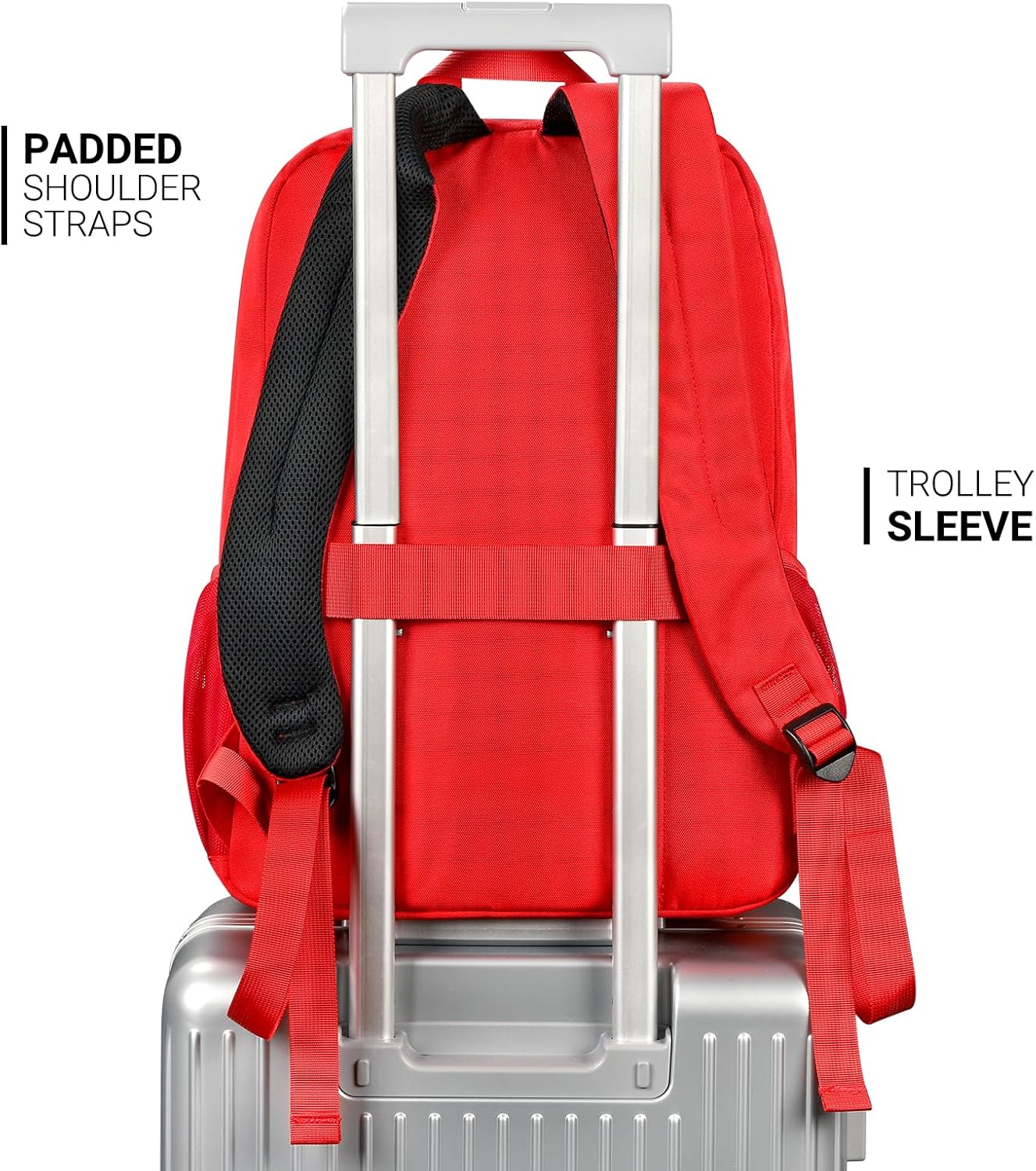 ZORFIN 26L Backpack for College, and Travel: Water Resistant Bookbag - Red