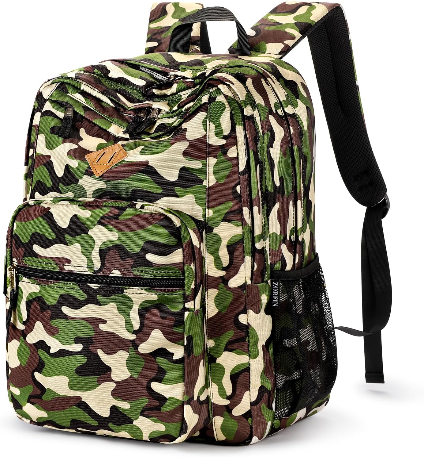 ZORFIN 26L Backpack for College, and Travel: Water Resistant Bookbag - Buckshot Camo