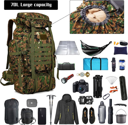 Hiking Backpack for Men 70L/100L Camping Backpack Military Rucksack Molle 3 Days Assault Pack for Climbing