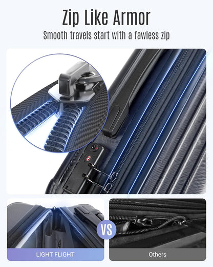 LIGHT FLIGHT Luggage Sets, Durable Hard Shell 3 Piece Set Suitcase with Spinner Wheels, Hardside Lightweight Luggage set with TSA Lock, Large Travel Luggage Set (20" 24" 28"), Glacier Gray